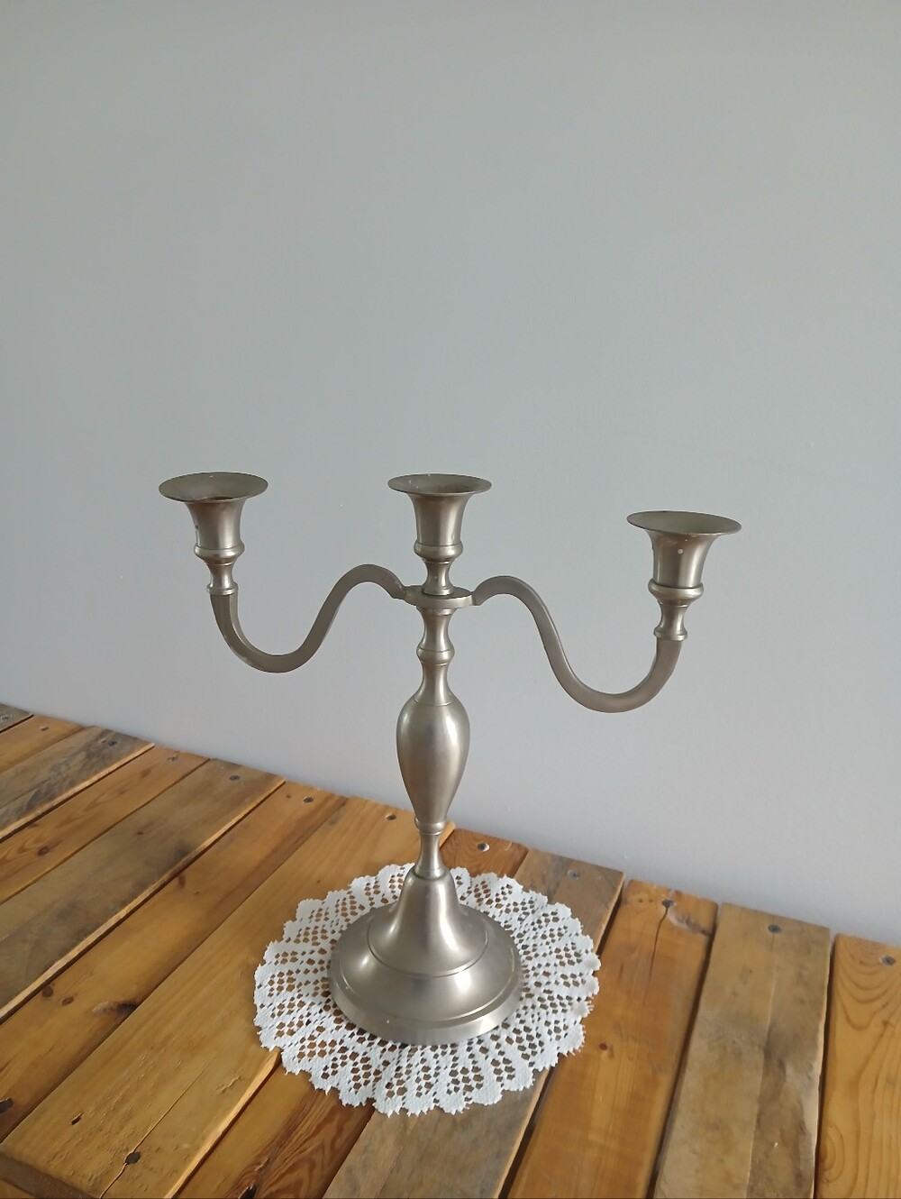 Three-Arm Silver Taper Candle Holder